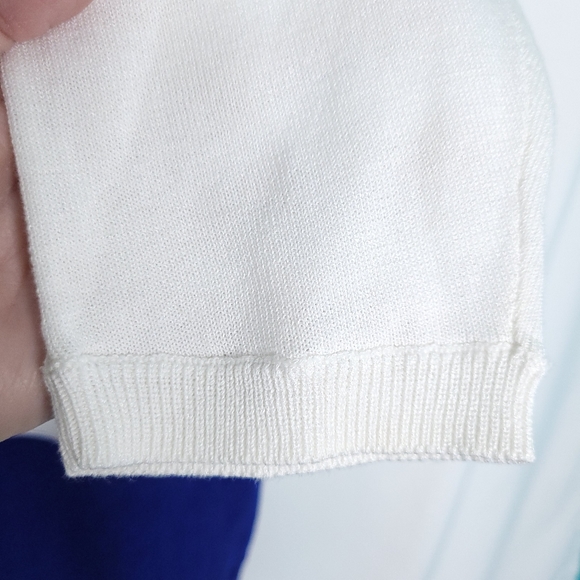 TALBOTS Dolman Sleeve White/Blue Sheer Sweater Women's MEDIUM PETITE (NWT) - Picture 9 of 12